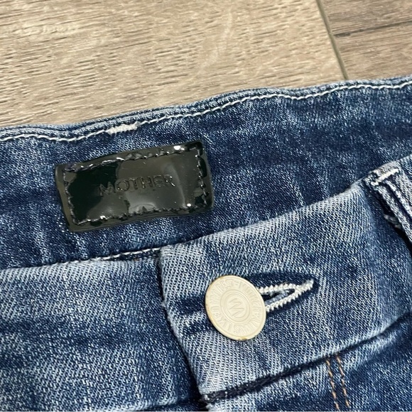 Mother Denim Blue Jeans High Waisted Looker Ankle Fray Jeans Distressed Sz 28 - Picture 6 of 12